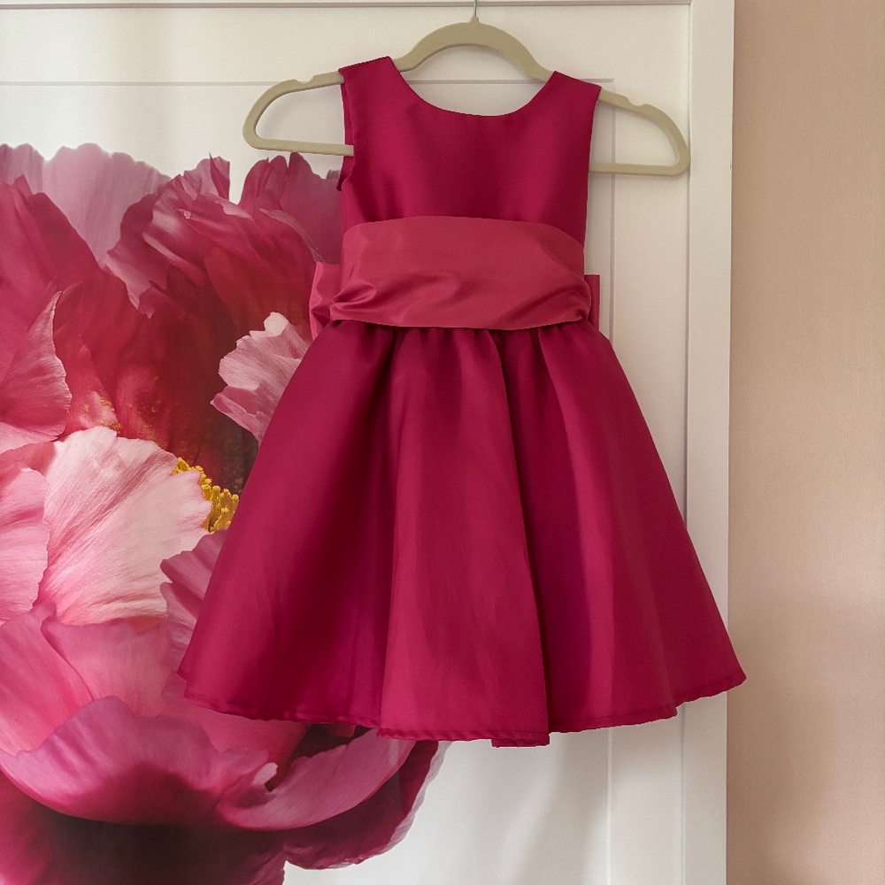 Handmade Taffeta Girls Dress with Sash